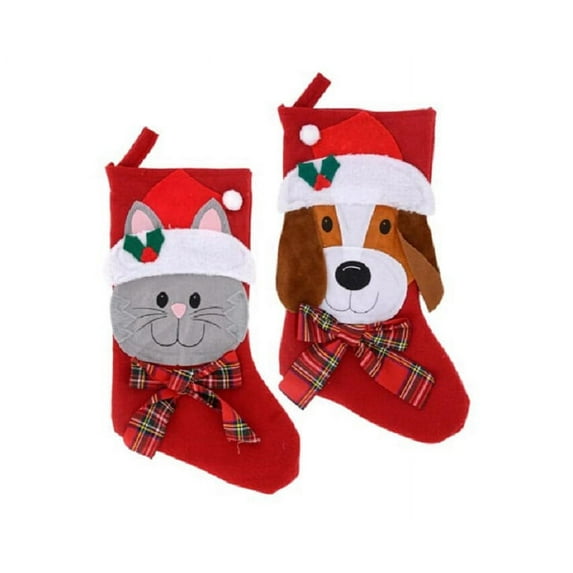 Christmas House Dog and Cat Pet Stockings, 18 inch (1 Pair)