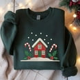 thumbnail image 1 of Christmas House Embroidery Design, Holiday Candy Cane Embroidery File, Winter Cottage Machine Embroidery Pattern, Xmas Sweatshirt Stitch, 1 of 5
