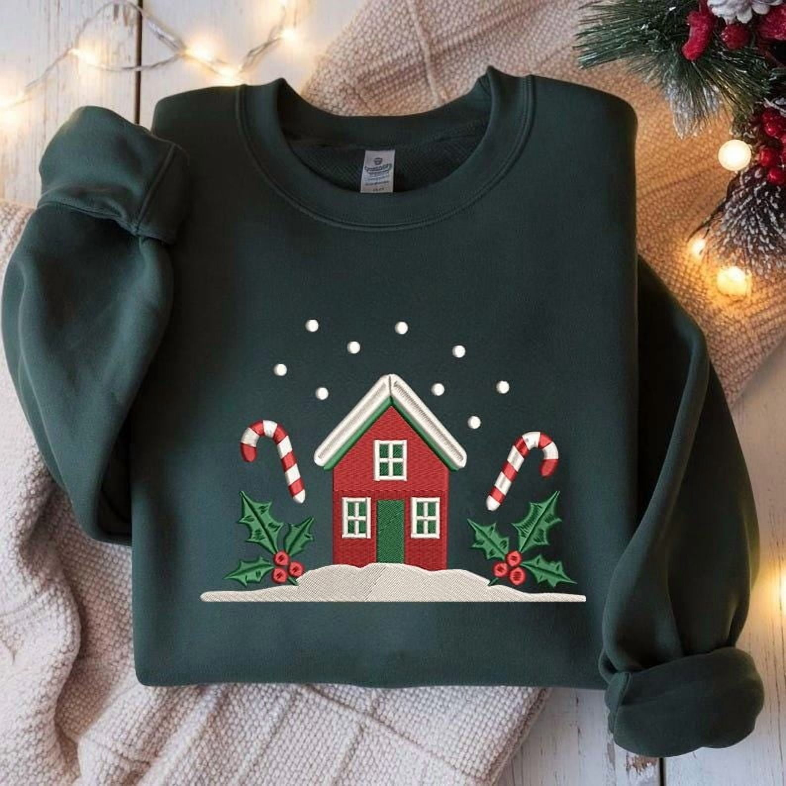 Christmas House Embroidery Design, Holiday Candy Cane Embroidery File ...