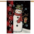 thumbnail image 1 of Christmas House Flag Snowman Buffalo Check Welcome Winter Flags Double Sided 28 x 40 Inch Burlap Vertical Merry Christmas Snowflake Outdoor Yard Decorations, 1 of 5