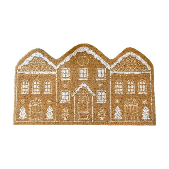 Christmas House Floor Mat Entrance Non Slip Foot Mat | Brown Pvc Silk Loop Mat 45X70X1Cm Stain Resistant Easy Care | 1Pcs