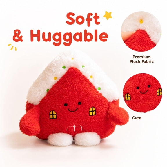 Christmas House Plush Toy, Cute Snowy House Stuffed Doll, Soft Holiday Plush for Christmas Decor & Gift