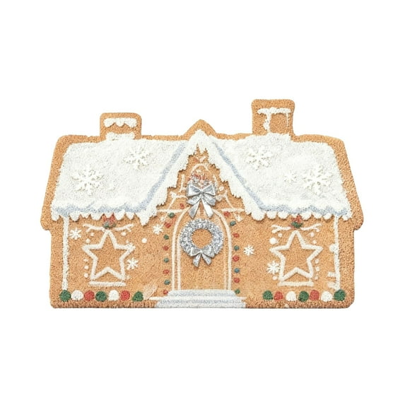 Christmas House Shaped Area Rug, 24 x 35 inch Non-Slip Ultra Soft Christmas Door Mat, Plush Decorative House Mat for Holiday Kitchen Living Room Bathroom Balcony Bedroom Decorations