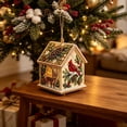 thumbnail image 1 of Christmas House Shaped DIY Diamond Art Hanging Ornament, VVQ Handmade Xmas Candy House Kit with Wooden Base Rhinestones for Decor, 1 of 7