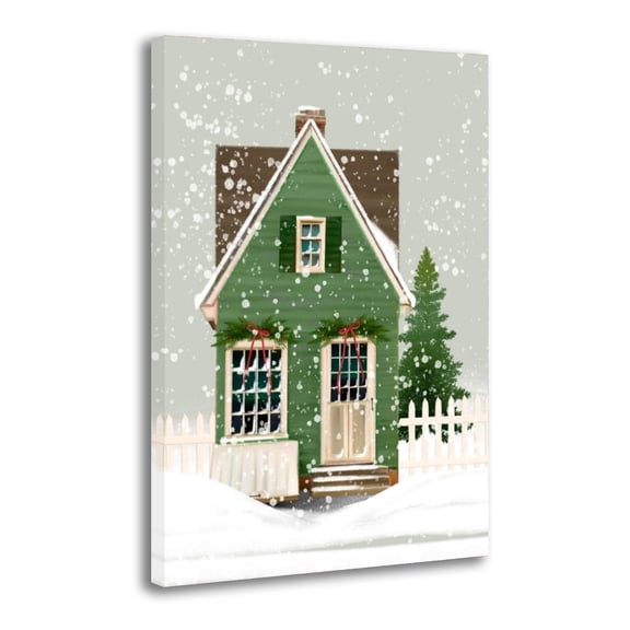 Christmas House in Winter Forest Canvas Wall Art Prints Poster Gifts Photo Picture Painting Posters Room Decor Home Decorative 24x36inch(60x90cm)