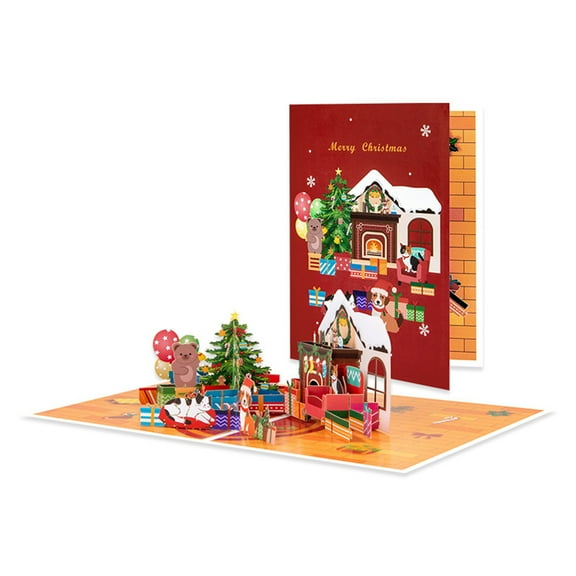 Christmas Houses Greeting Cards Colorful Popup Christmas Cards Set Handmade Holiday Greetings For New Years