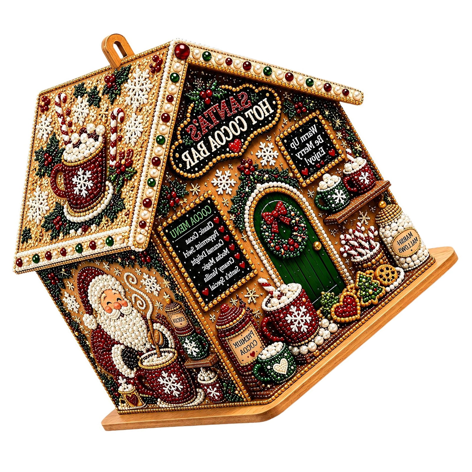 Christmas Houses Rhinestones Painting Set with Wooden Base, Pearls ...