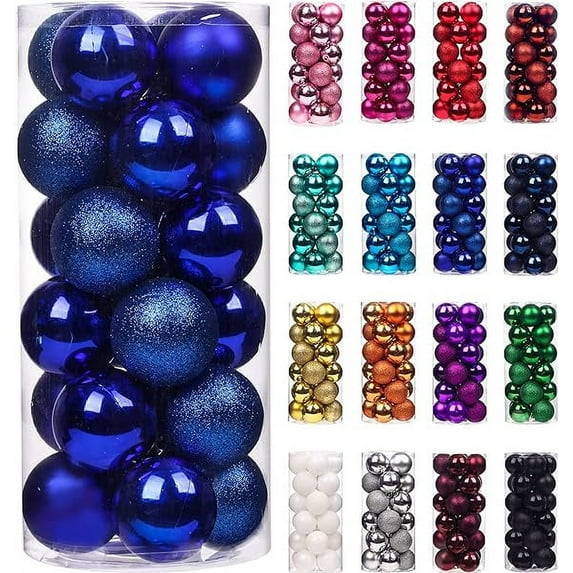 Christmas Huge Savings! Abcnature 24 PCS Christmas Balls 3cm/1.18in Christmas Tree Balls Ornaments Set Shatterproof Christmas Bulbs Xmas Tree Hanging Decorations for Holiday, Wedding Decor