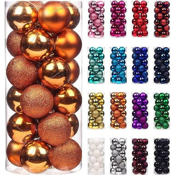 Christmas Huge Savings! Abcnature 24 PCS Christmas Balls 3cm/1.18in Christmas Tree Balls Ornaments Set Shatterproof Christmas Bulbs Xmas Tree Hanging Decorations for Holiday, Wedding Decor
