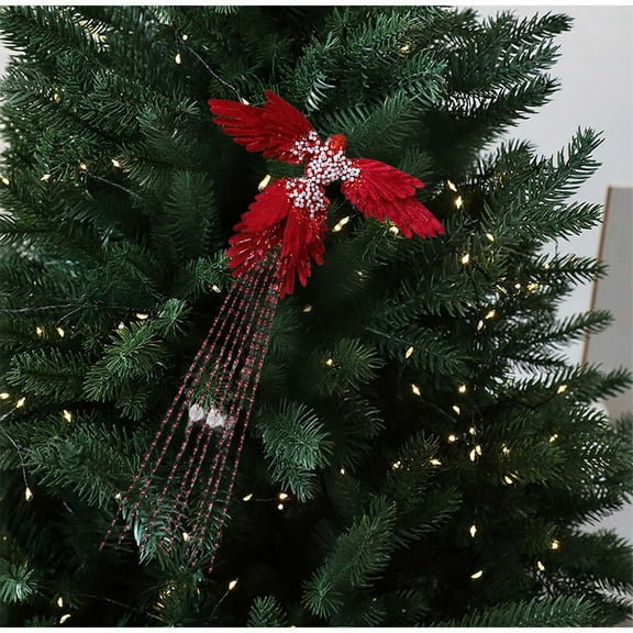 Christmas Hummingbird Tree Ornament, Feathered Bird Decoration with Metal Clip, Realistic Garden Bird Scene Layout, for Indoor and Outdoor Holiday Decor, Window Sill, and Desk Display