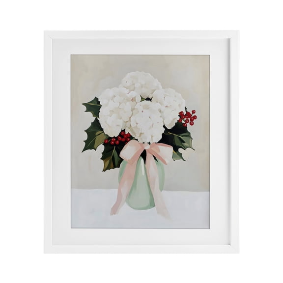 Stupell Industries Christmas Hydrangea Blooms White Framed Print Under Glass, design by Arlington Prints