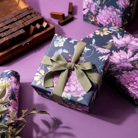 Gift Wrapping Paper Roll 58" x 23", Floral , Decorative Printed Gift Wrap, Easy Cut & Fold, Durable Paper for Birthday, Holiday, Party and DIY Crafts,1 Roll