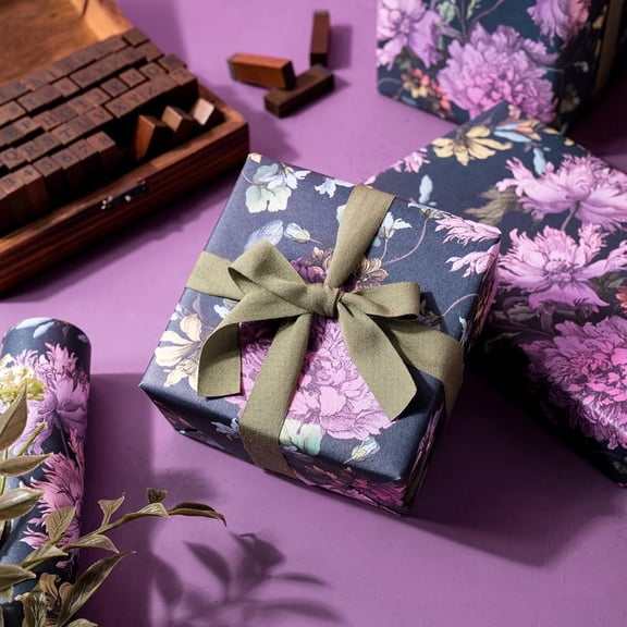 Gift Wrapping Paper Roll 58" x 23", Floral , Decorative Printed Gift Wrap, Easy Cut & Fold, Durable Paper for Birthday, Holiday, Party and DIY Crafts,1 Roll