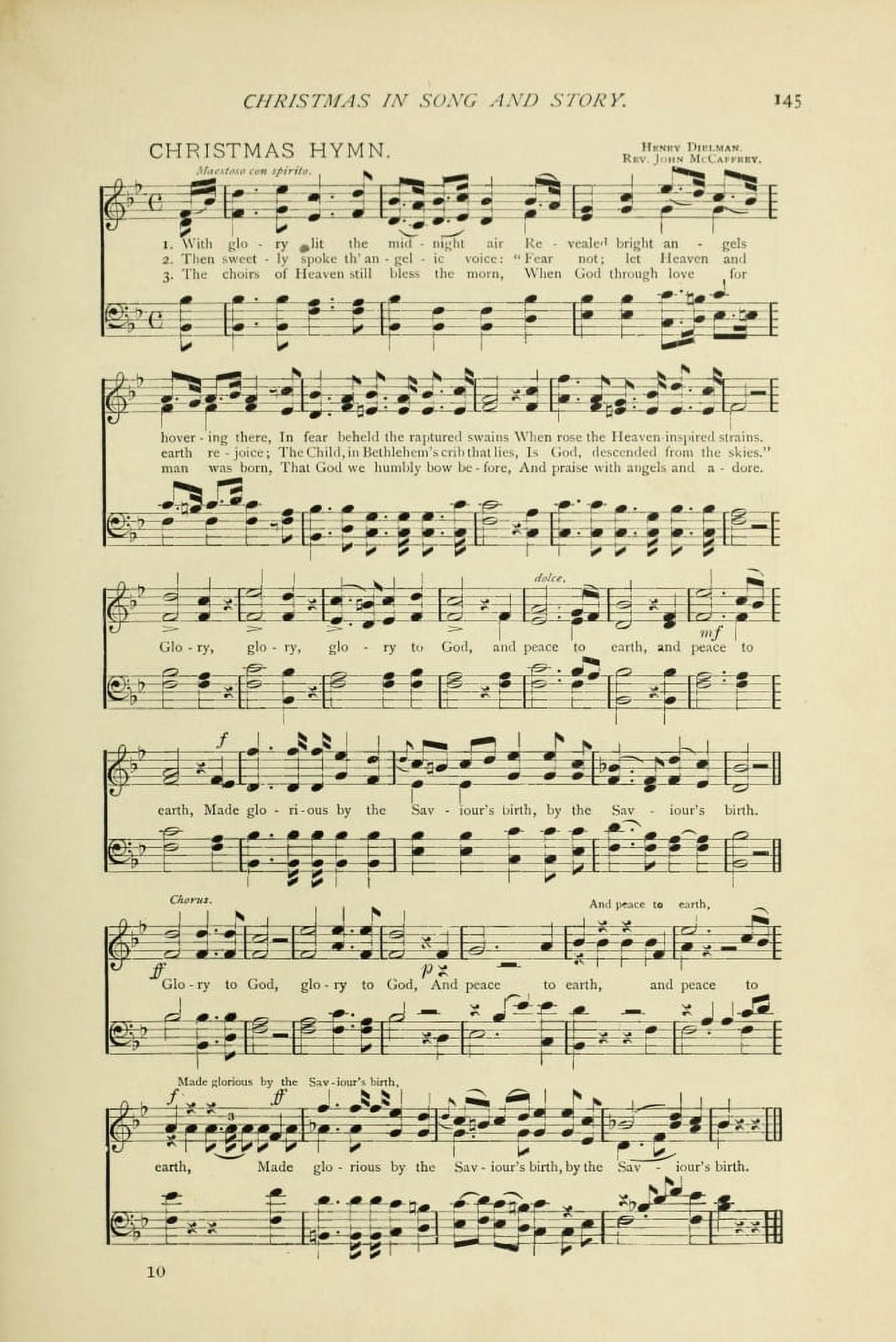 Christmas Hymn Christmas in Song 1891 Canvas Art - (24 x 36)