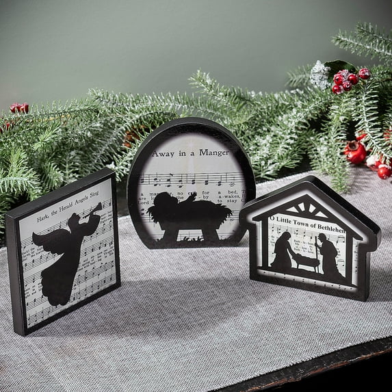 Christmas Hymn Tabletop Decorations - 3 Pc