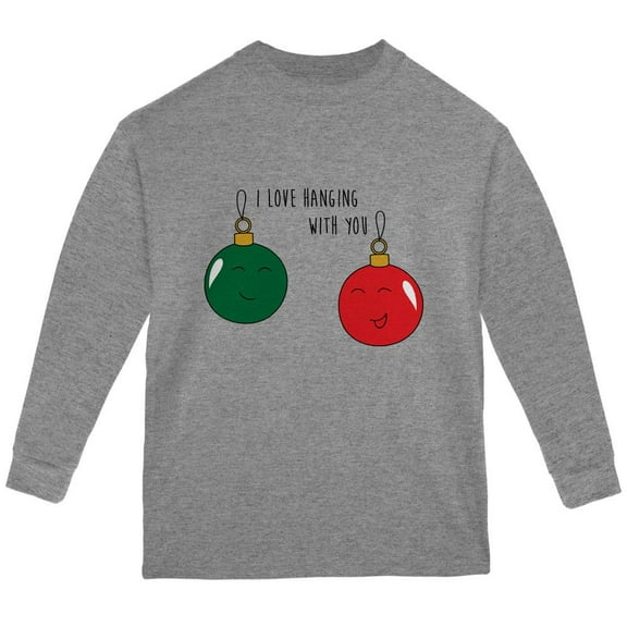 Christmas I Love Hanging With You Ornament Pun Youth Long Sleeve T Shirt Storm Grey YSM