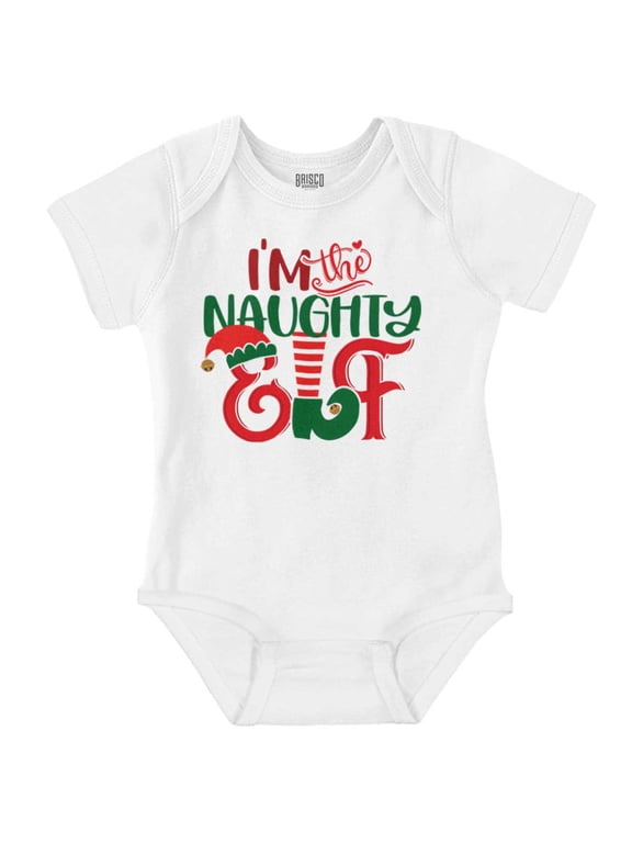 Christmas I'm The Naughty Elf Xmas Baby Romper Boys or Girls Brisco Brands 18M