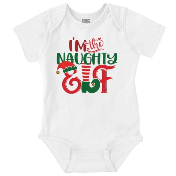 Christmas I'm The Naughty Elf Xmas Baby Romper Boys or Girls Brisco Brands 6M
