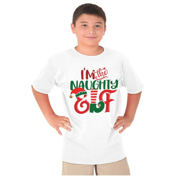 Christmas I'm The Naughty Elf Xmas Crewneck T Shirts Boy Girl Brisco Brands X