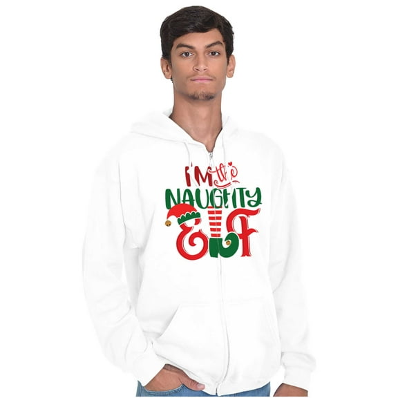 Christmas I'm The Naughty Elf Xmas Unisex Fleece Graphic Zip Up Hoodie Brisco Brands 2X
