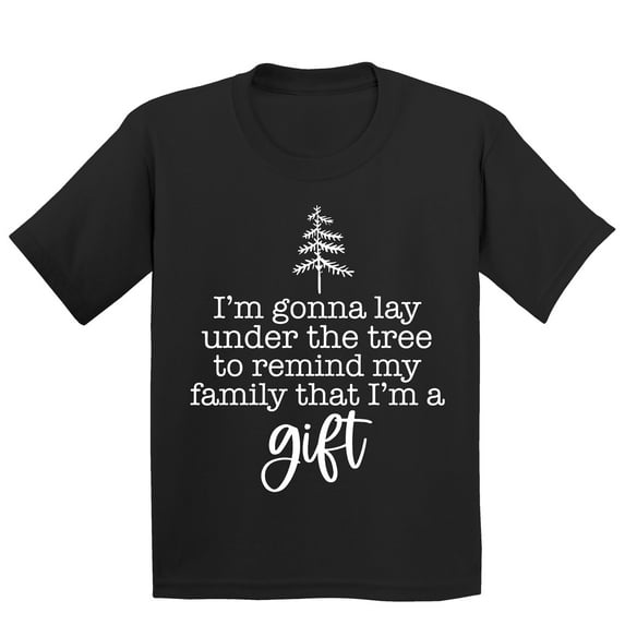 Christmas I'm a Gift Gonna Lay Under The Tree Shirt for Kids Youth Tshirt, M, Black