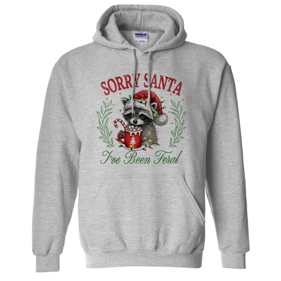 Christmas I've Been Feral Hoodie Sweatshirt Unisex Medium Grey