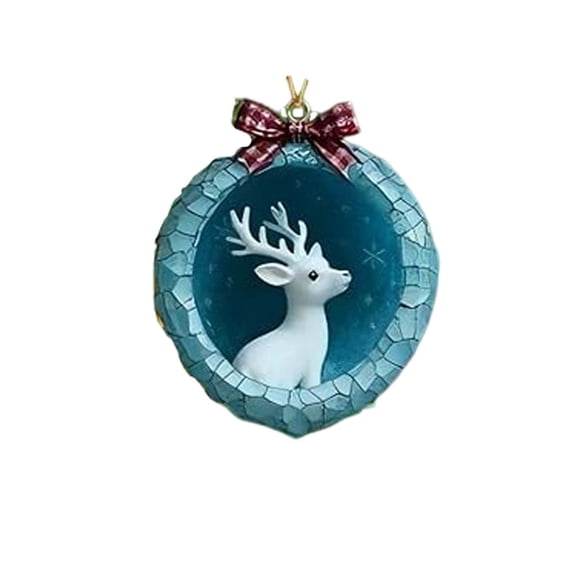 Christmas Ice Crystal Snowflake Animals Ornament Winter Holiday Decoration with Forest Creatures, Acrylic Christmas Tree Decoration with Snow Accents for Home Holiday Display During Festive Season