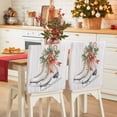 thumbnail image 1 of Christmas Ice Shoes Chair Covers Set of 4 Berry Pine Needles Red Ribbon Wood Striped Chair Back Covers Stretch Removable Washable Slipcovers Protector for Dining Room Kitchen Party Decor, 1 of 5