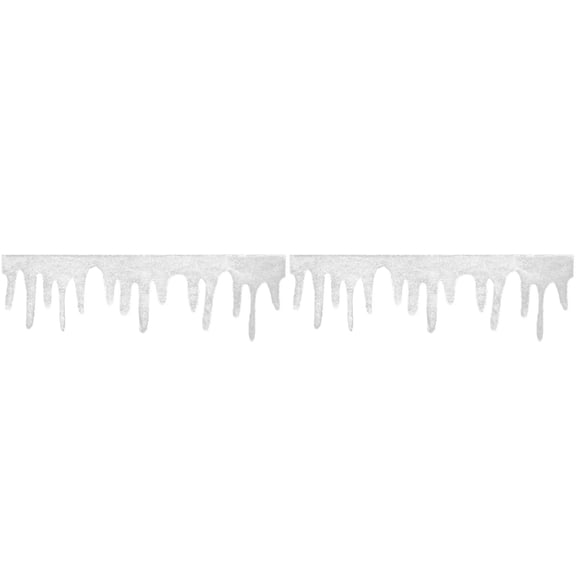 Christmas Icicle Garland Snow Blanket Winter Wonderland Decor 27x59 Inch, Artificial Snow Fabric Trim for Fireplace Mantle Window Sill Table, Bulletin Board Borders Fringe Party Supplies 2PC
