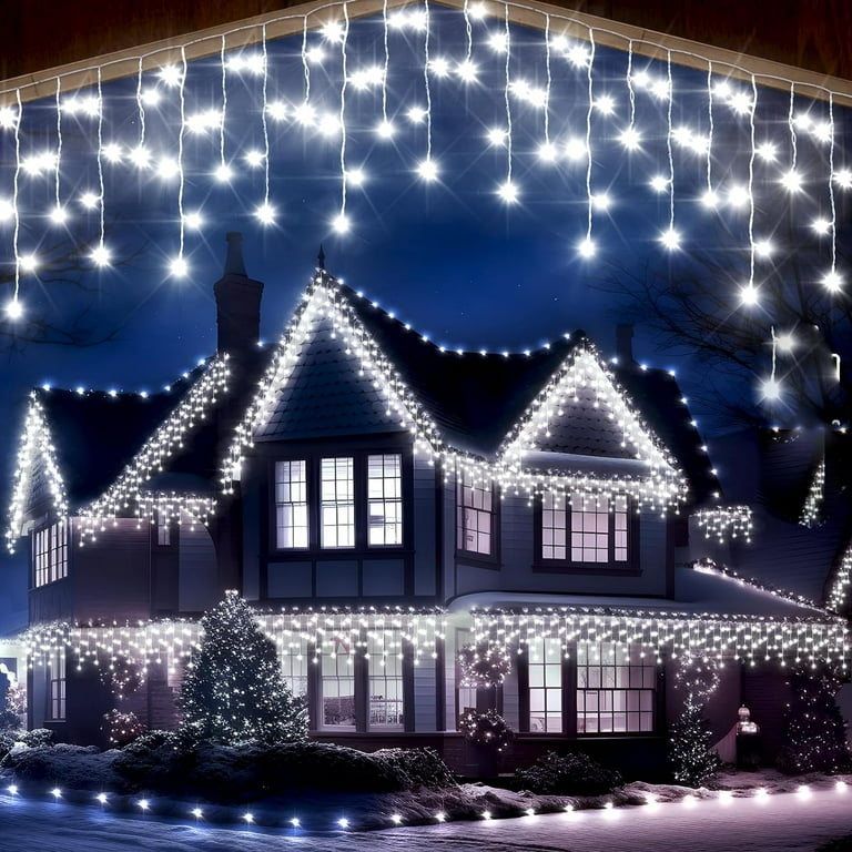 Solar powered outdoor garden 120 led icicle christmas string light cheap