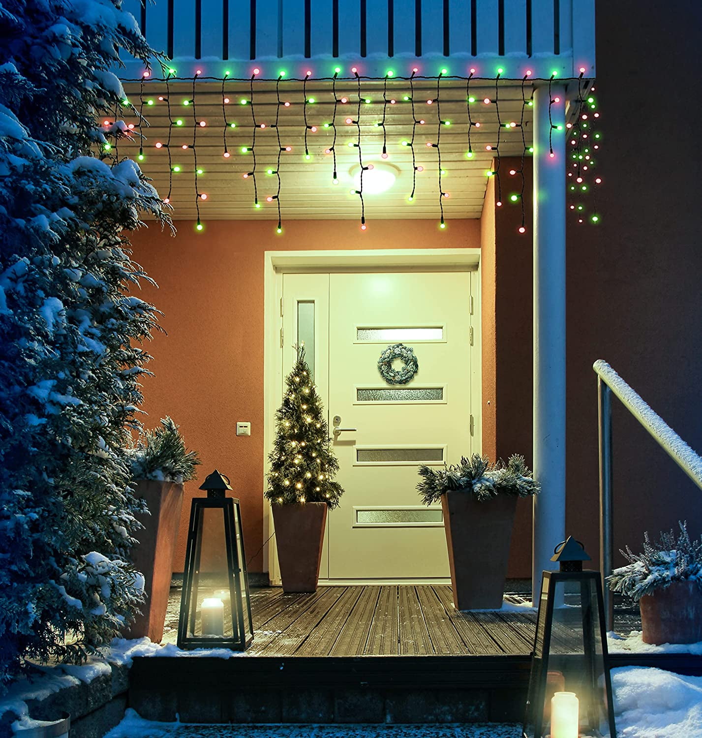 Christmas Icicle Lights – Red & Green Incandescent, Icicle Style Mini ...