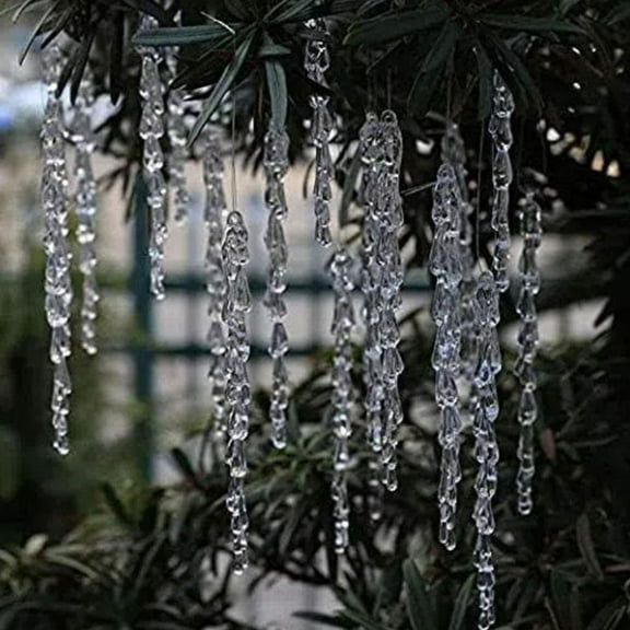 Christmas Icicle Ornaments - 12PCS Shatterproof Acrylic Crystal Hanging Decor for Xmas Tree, Winter Wonderland Party, Wedding, Holiday Decoration