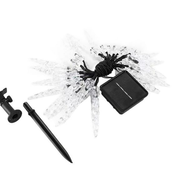 Christmas Icicle Solar Light String with Automatic Sensor, 30 LED Lights for Festive Indoor Outdoor Holiday Decorations
