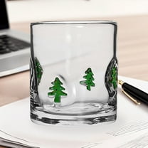 Christmas Icon Glass Cups Set - 14 oz Wreath Christmas Tree and OH Stemless Glasses Double Old Fashioned Icon Juice Glasses Drinking Cups for Holiday Party Supplies and Christmas Gift