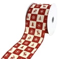 thumbnail image 1 of Christmas Icons Buffalo Checkered Wired Ribbon, 2-1/2-Inch, 10-Yard - Red/Cream, 1 of 1