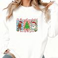 thumbnail image 1 of Christmas Icons Santa Tree Graphic Tee T-Shirt Print Top Trendy Round-neck long-sleeved white S-3XL, 1 of 5