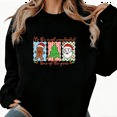 thumbnail image 1 of Christmas Icons Santa Tree Graphic Trendy Tee T-Shirt Print Top Round-neck long-sleeved Black S-3XL, 1 of 6
