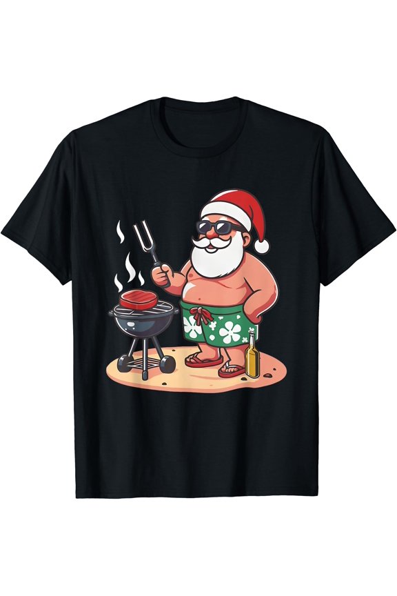 Christmas In July Funny Santa Santa Grilling BBQ T-Shirt, Birthday Gift
