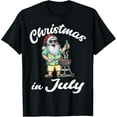 thumbnail image 1 of Christmas In July Hawaiian Summer Santa Claus BBQ Beer Party T-Shirt TShirt, 1 of 4