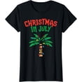 thumbnail image 1 of Christmas In July Palm Tree Lights Tropical Summer Christmas T-Shirt, 1 of 3