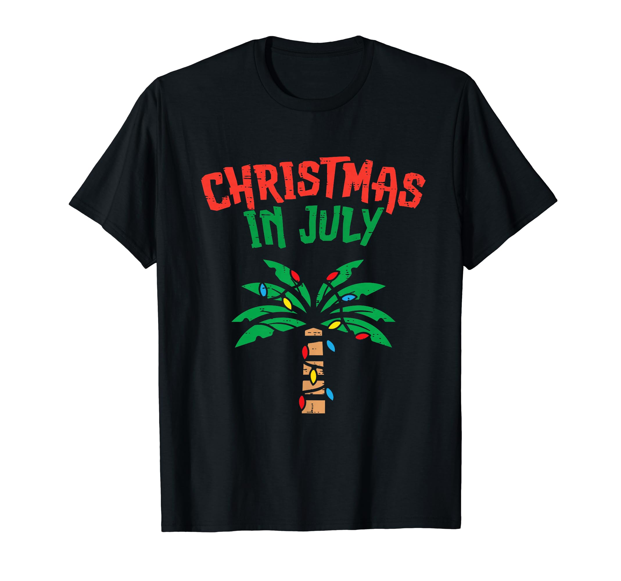 Christmas In July Palm Tree Lights Tropical Summer Christmas TShirt