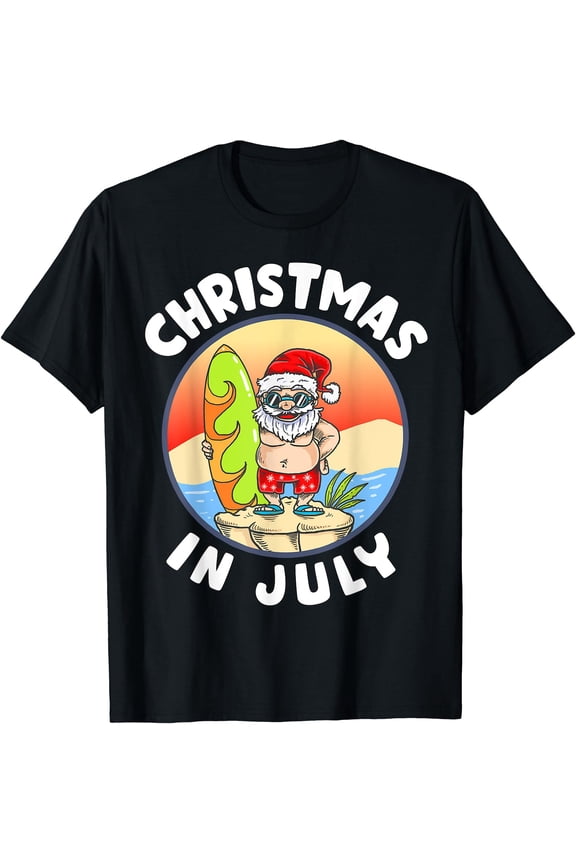 Christmas In July Santa Summer Beach Christmas In July Party T-Shirt