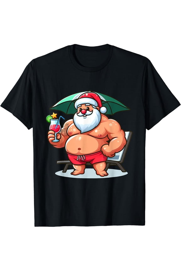 Christmas In July Santa Summer T-Shirt, Birthday Gift