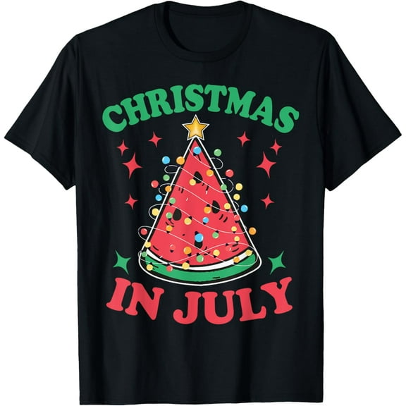 Christmas In July Shirt For Men Women Watermelon Xmas Tree T-Shirt Tops Tee