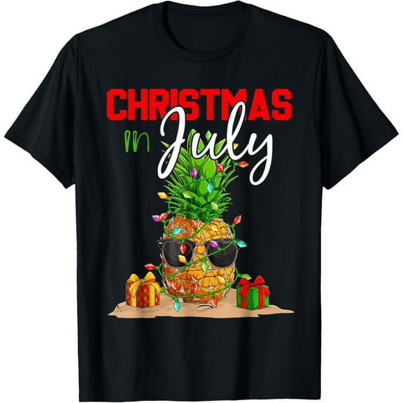 Christmas In July Shirt Pineapple Xmas Tree Summer Vacation T-Shirt TShirt