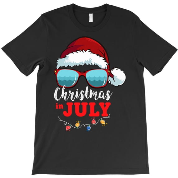 Christmas In July St. Nick Hat Sunglasses Funny Summer Vacation Graphic T-Shirt - Must-Have G0842, Up to 5XL