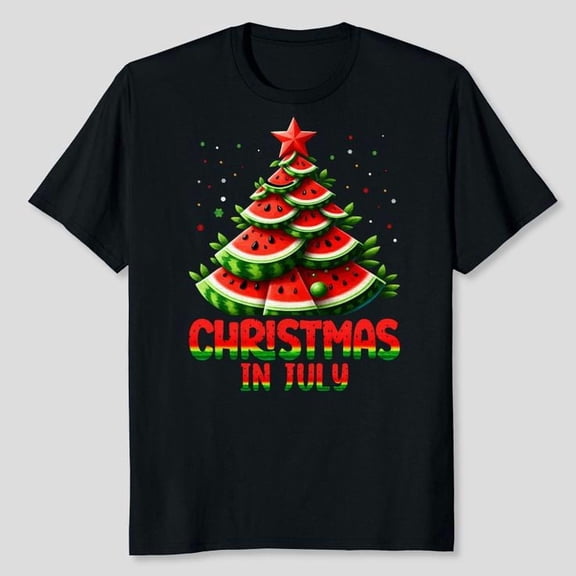 Christmas In July Watermelon Tree Summer Mens Womens Kids T-Shirt Men's And Women's Graphic Tee 100% Cotton by TBun, Full Sizes S-5XL