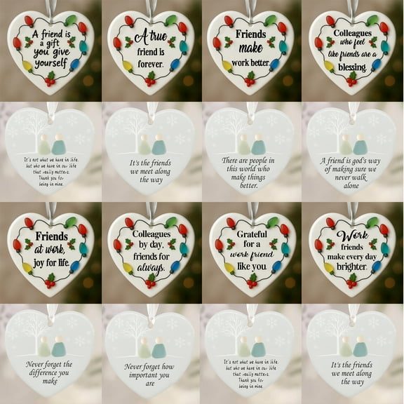 Christmas Indoor Decor Heart-Shaped Sea Glass Friendship Decor Friendship Heart Keepsake Friendship Heart Ornament For Christmas Tree Hanging Ornaments