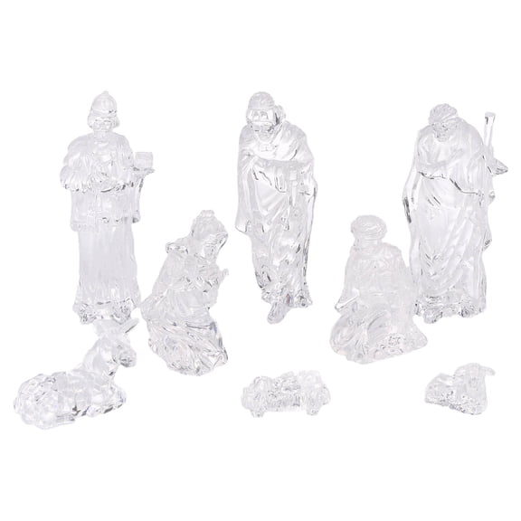 Christmas Indoor Decorative Plastic Clear Nativity Scene Set, 8 Pieces, by Holiday Time