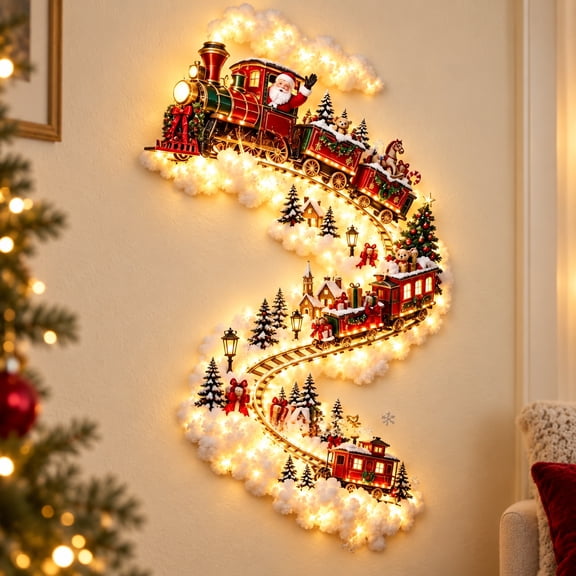 Christmas Indoor Decorative Wall Light, Christmas Magic Trail Wall Light, LED Cascading Holiday Decor, Sparkling Cascading Snow Effect, Space-Saving Wall Decor for Living Room, Festive Xmas Gift